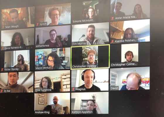 Image of Adler Fellows and staff members on Zoom Call