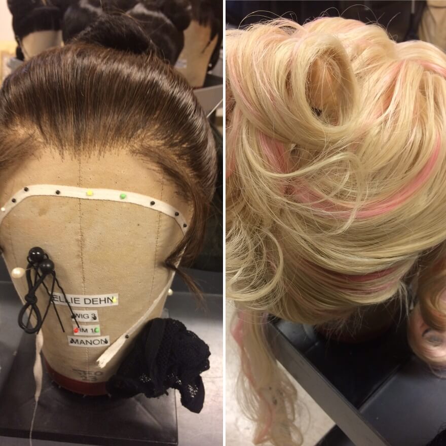 Two very distinct wigs for Ellie Dehn in Manon.