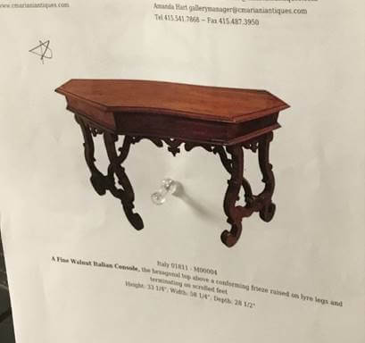 The design for the Italianate table.