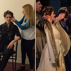 Rachel’s hair and make-up is created by Principal Make-up Artist Karalynne Fiebig. Rachel taking a bow at the end of Aida.