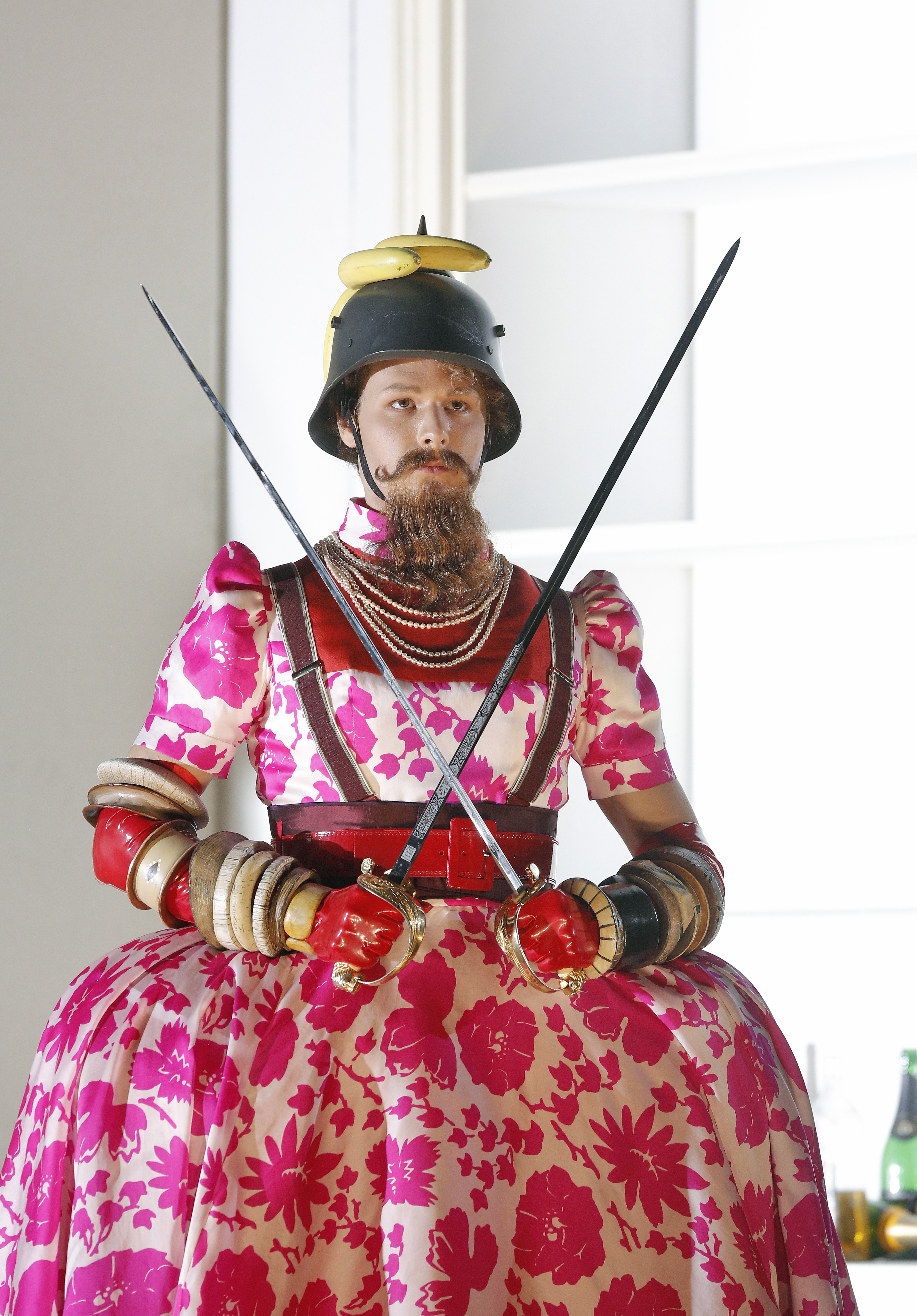 Partenope soldier in a dress