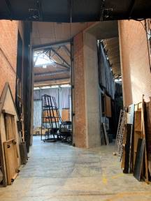 Backstage views at Glyndebourne. The tall expanse of the rear stage storage area, which then leads on to two large rehearsal rooms where full sets can be easily erected.