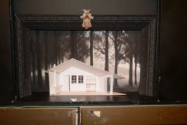 The white card model box stage in the design and development of Act I of Hansel and Gretel.