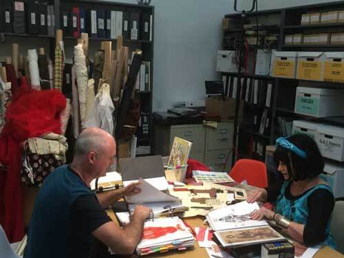 Jai Alltizer and Rita Ryack at work in SFO&rsquo;s costume shop.