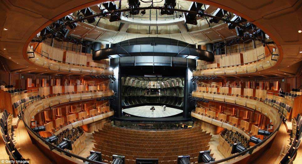 The Glyndebourne theatre with Billy Budd on the stage.