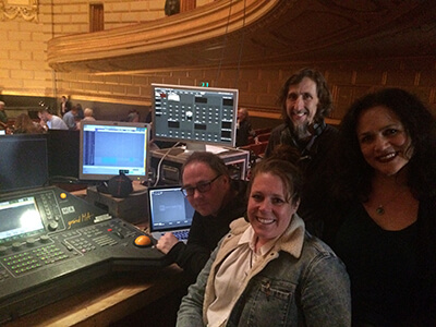 Katy Tucker with the projection team at SFO.