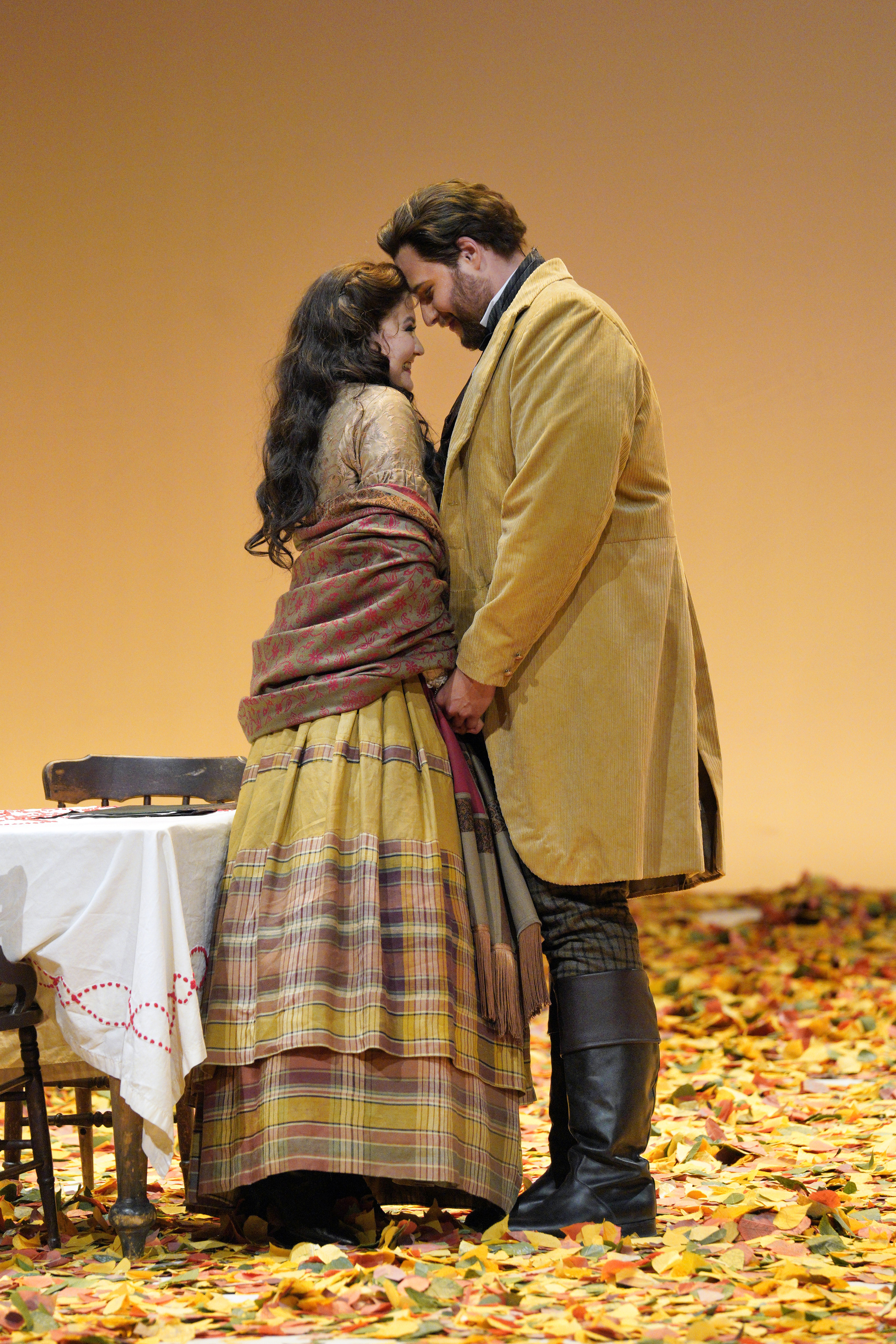 Lensky (Evan LeRoy Johnson, right) expresses his love to Olga (Aigul Akhmetshina)