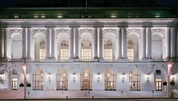 War Memorial Opera House lit up at night