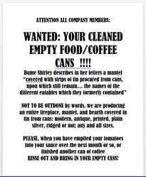 A call to action! The request to the Company to bring in old cans!