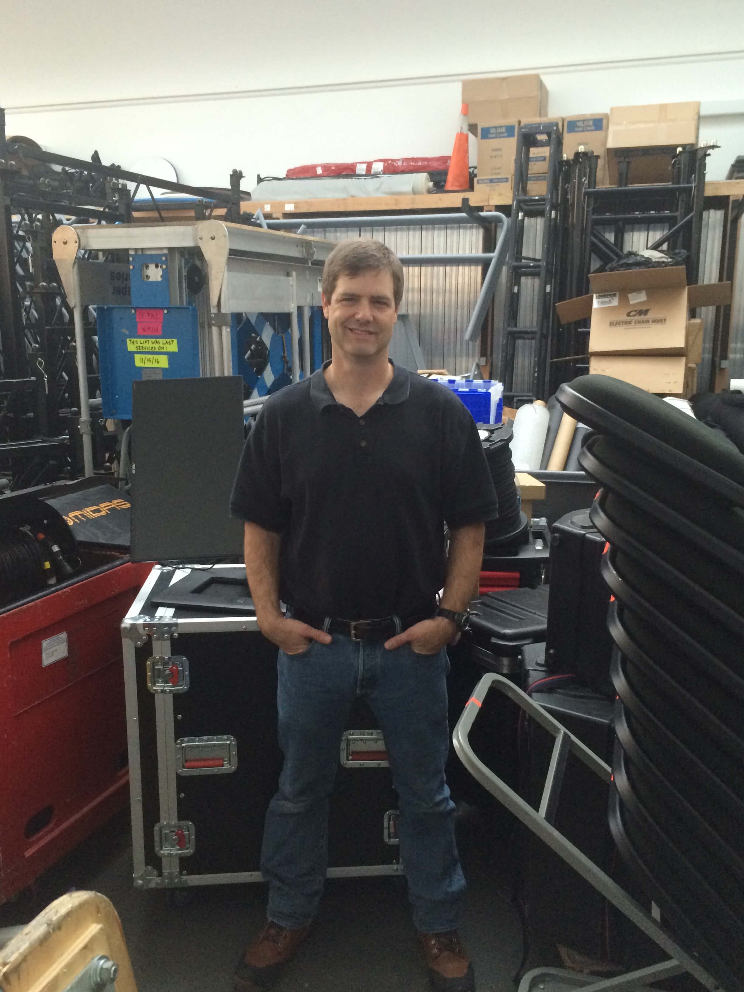 The mastermind of the storage room Tetris-like configuration; Chris Davis.