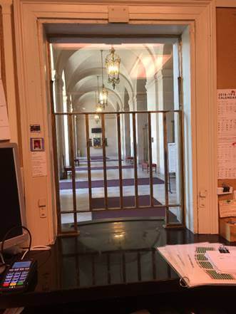The view you don&rsquo;t usually see: from the Box Office window out into the lobby.
