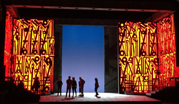 Aida set, featuring the art of RETNA. Photo by Matthew Shilvock.