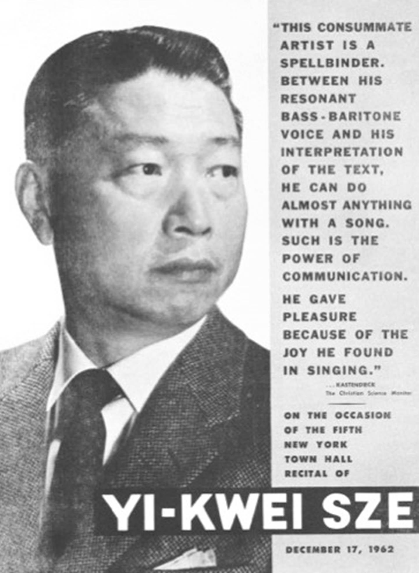 Yi-Kwei Sze on International Tour, 1962