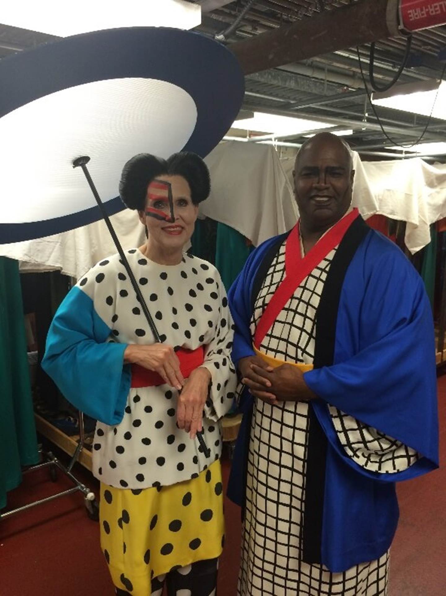 Shelley Seitz and Michael Belle in full Butterfly costume, wig and make-up.
