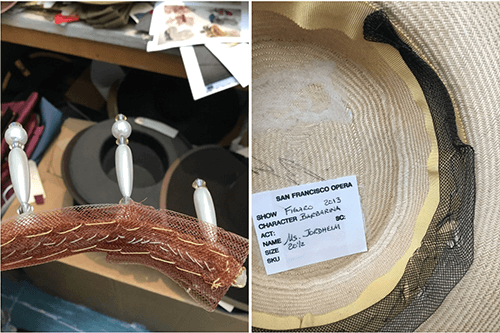 The synthetic horsehair braid used with hairpins to secure the hat to the head.