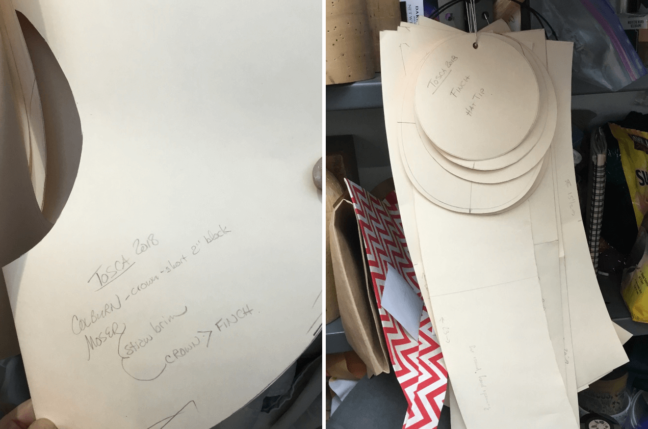 Patterns for the brim (left) and crown (right).