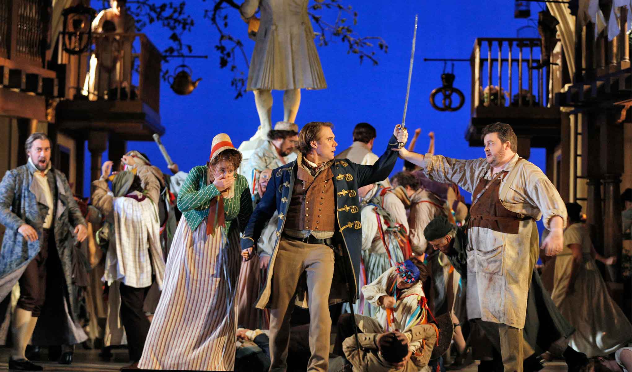 Brandon Jovanovich as Walther with James Rutherford as Hans Sachs in Die Meistersinger von Nürnberg. ©Cory Weaver/San Francisco Opera