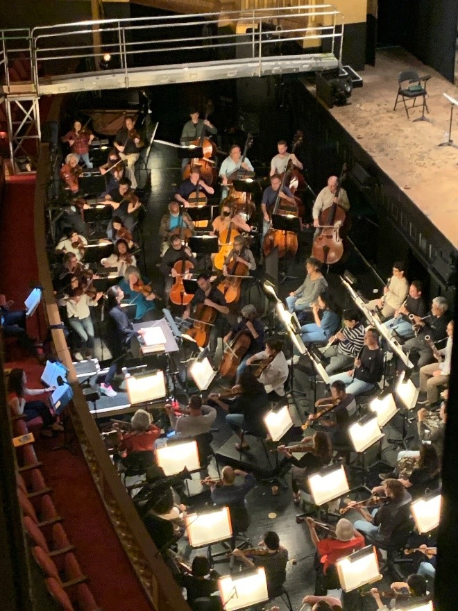 top down view of the orchestra from the rafters