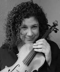 black and white picture of Kay Stern holding her violin