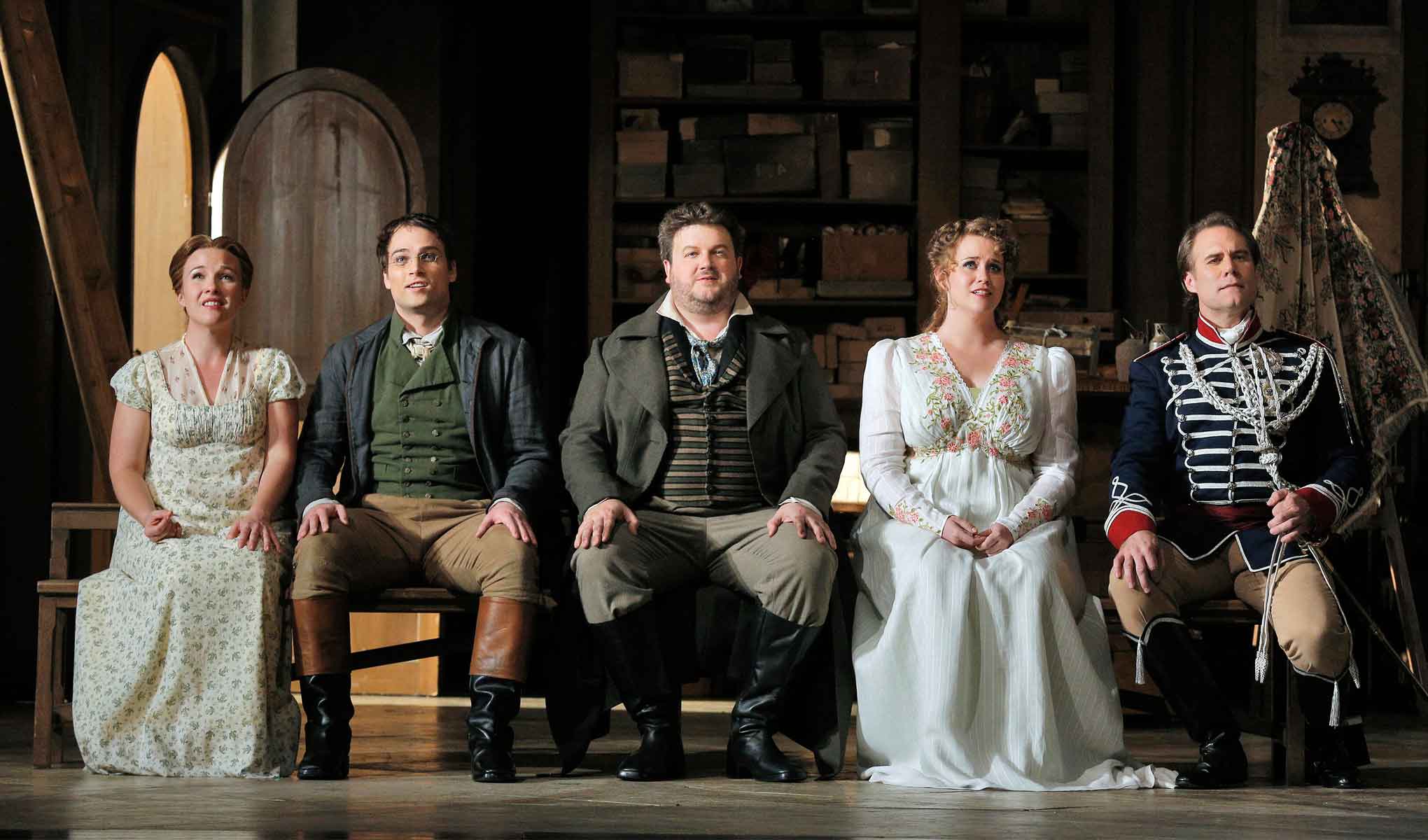Sasha Cooke, Alex Shrader, James Rutherford, Rachel Willis-Sørensen, and Brandon Jovanovich in Die Meistersinger von Nürnberg. ©Cory Weaver/San Francisco Opera