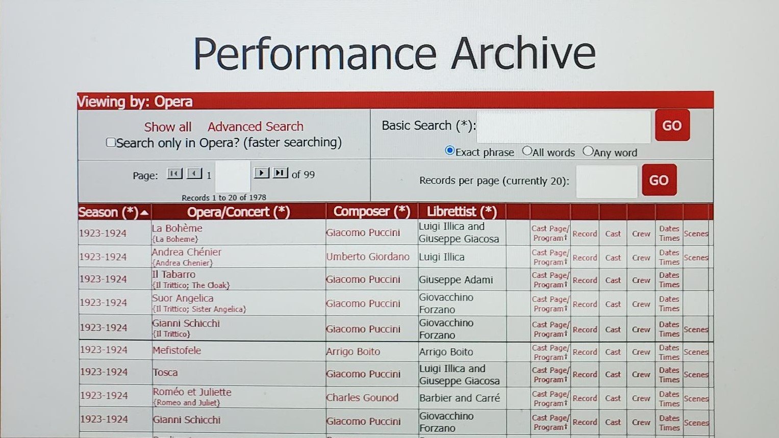 PERFORMANCE ARCHIVE