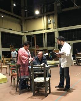Jose Maria rehearsing part of the great tenor aria &ldquo;Vesti la giubba&rdquo; with Marco Berti and Jill Grove.