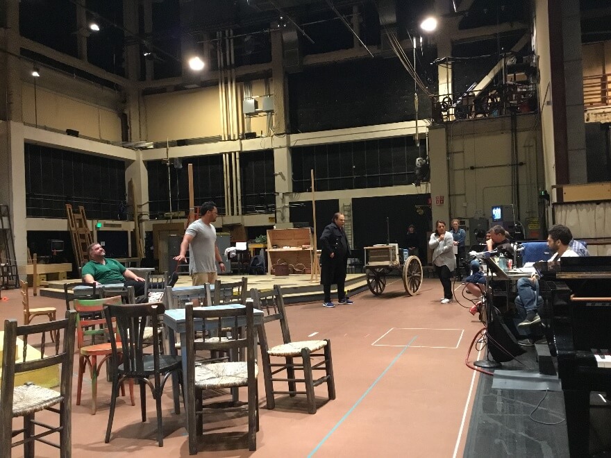 Jose Maria (far right) rehearsing Pagliacci in Zellerbach Rehearsal Room.