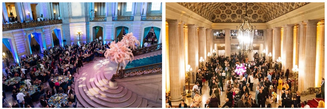 Scenes from Opera Ball in City Hall (left) and the Opera House (right). Photos: Drew Altizer Photography