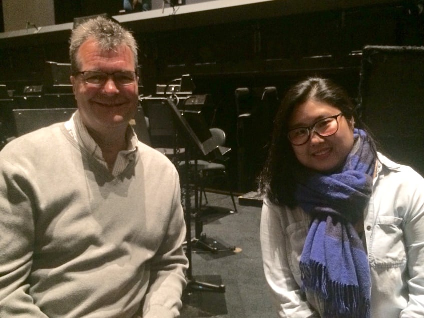 Members of the San Francisco Opera Orchestra: John Pearson (trumpet) and Jennifer Cho (violin).