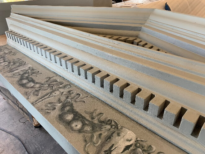 Scenic artist Lauren Abrams creating trompe l&rsquo;oeil effects.