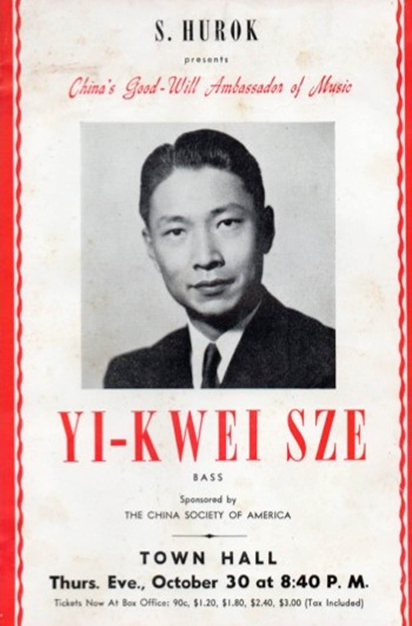 Yi-Kwei Sze's Debut at Town Hall, 1947