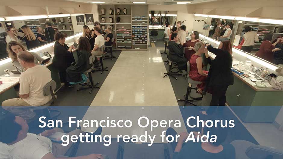 San Francisco Opera Chorus getting ready for Aida