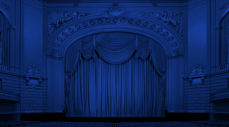 WMOH Stage closed curtain in blue