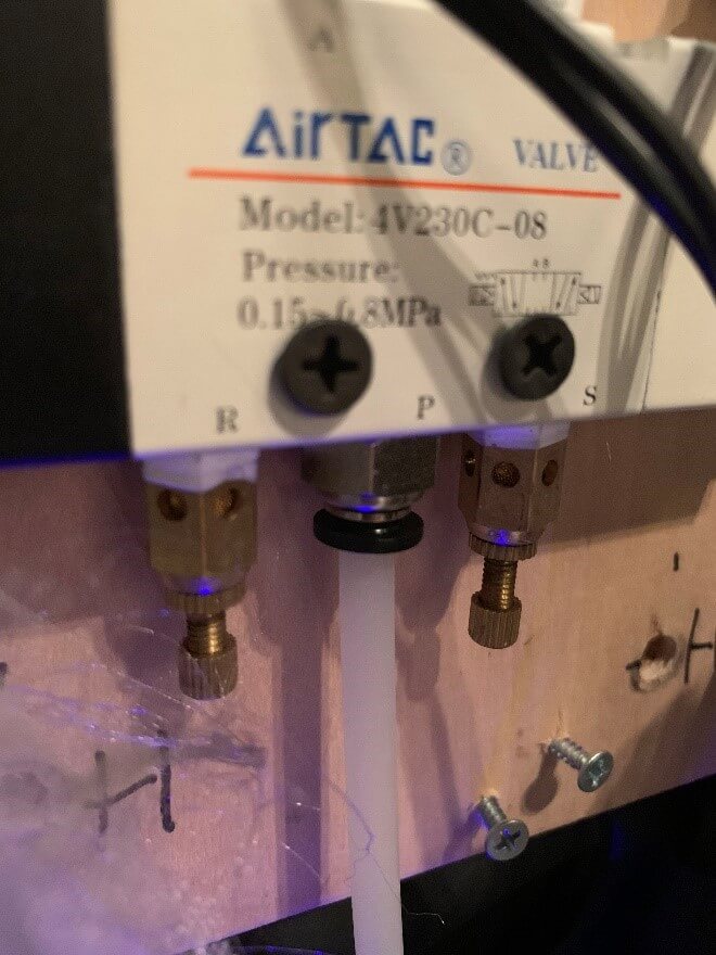 The mechanics of the wings: the full set up; the adjusters for air speed; the switch for the singers, and the small CO2 tanks (compare to the size of the safety pins!).