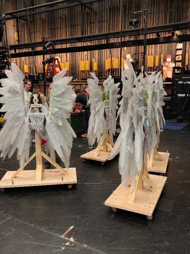 A close-up of the wing fabric, and the wing carts in action and with decoration!