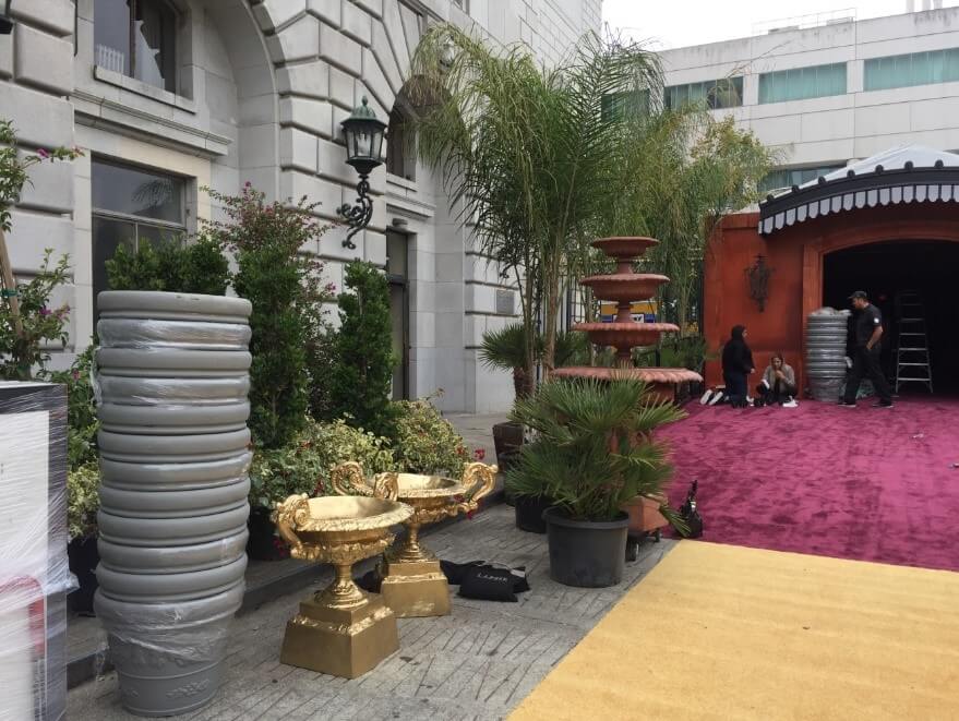 Preparing the entry way into the grand tent for Opera Ball.