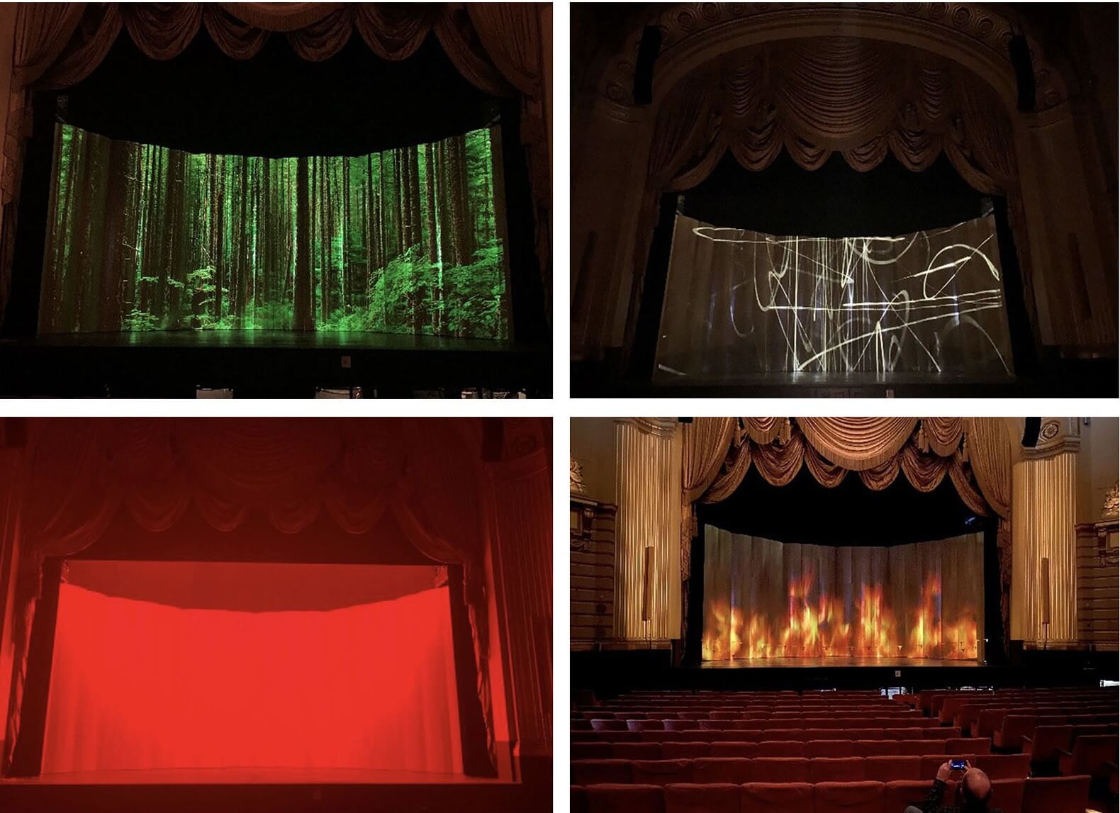 Projection and lighting tests on the new orchestra shell.
