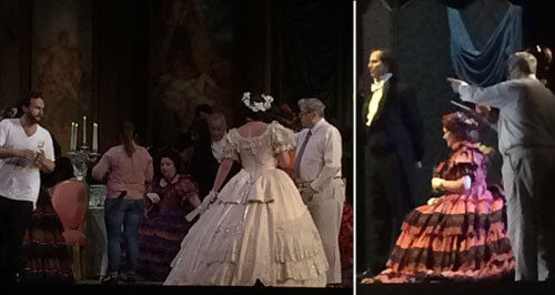 John onstage directing Aurelia Florian (Violetta) and members of the chorus in our current Traviata.