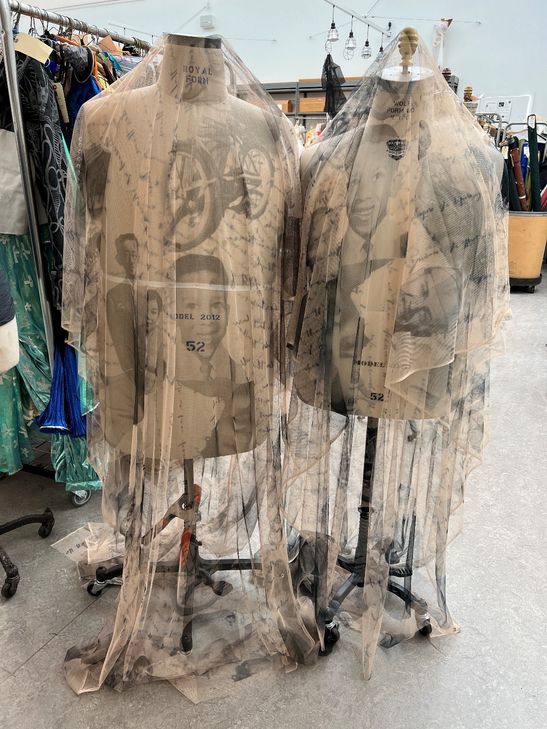 fabric printed with images of the creative team&rsquo;s loved ones&mdash;family members no longer with us but still guiding, shaping, influencing. It is a beautiful honoring within the very design of the show.