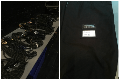 Various aspects of the flying gear pre-set before the opera.