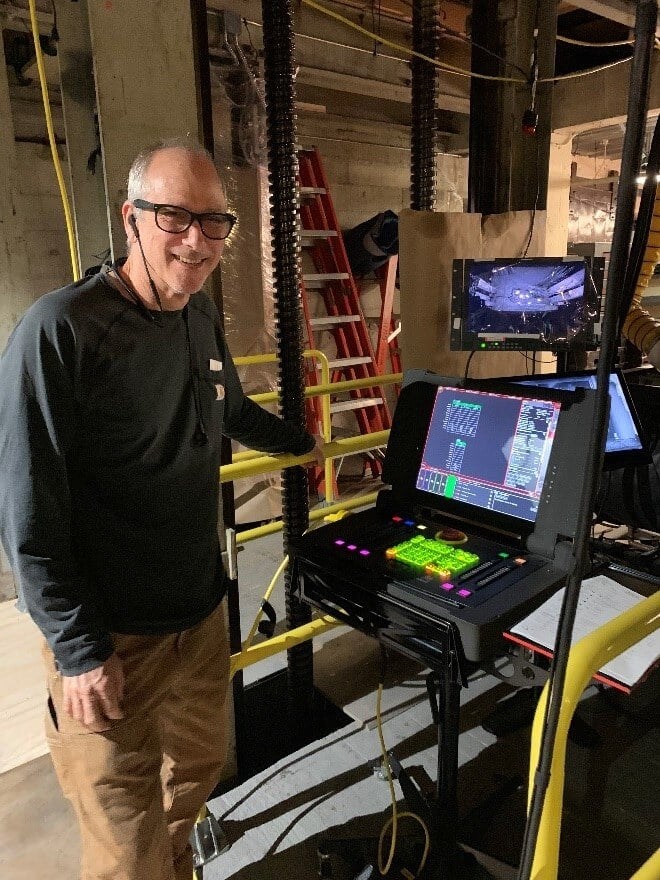 David Heron with the operating controls for the Rusalka lifts.