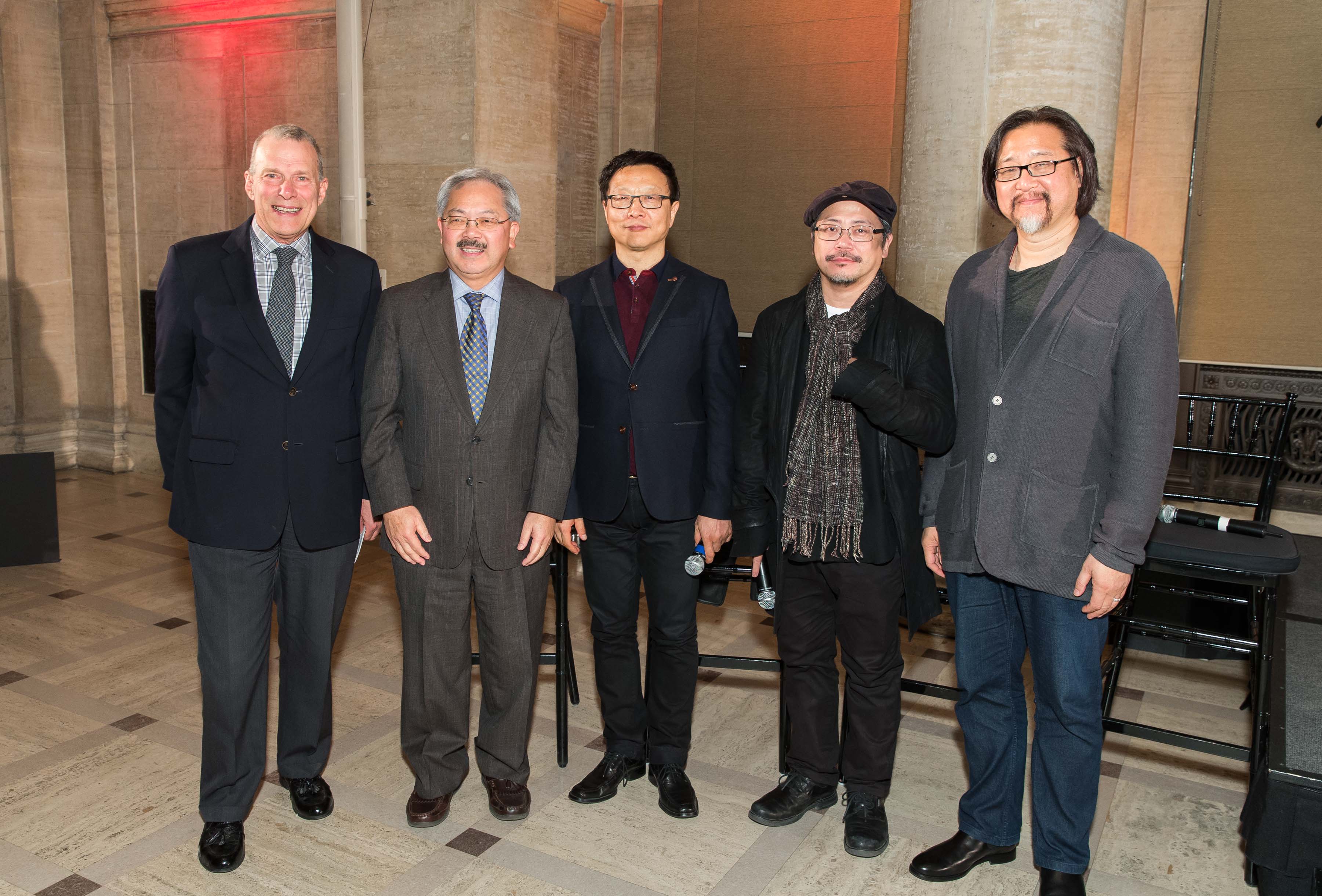 Mayor Lee with David Gockley and members of the creative team.