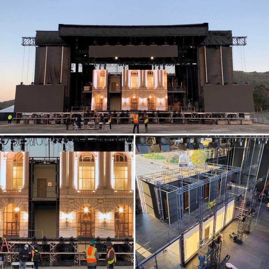 Opera at the drive-in stage setup
