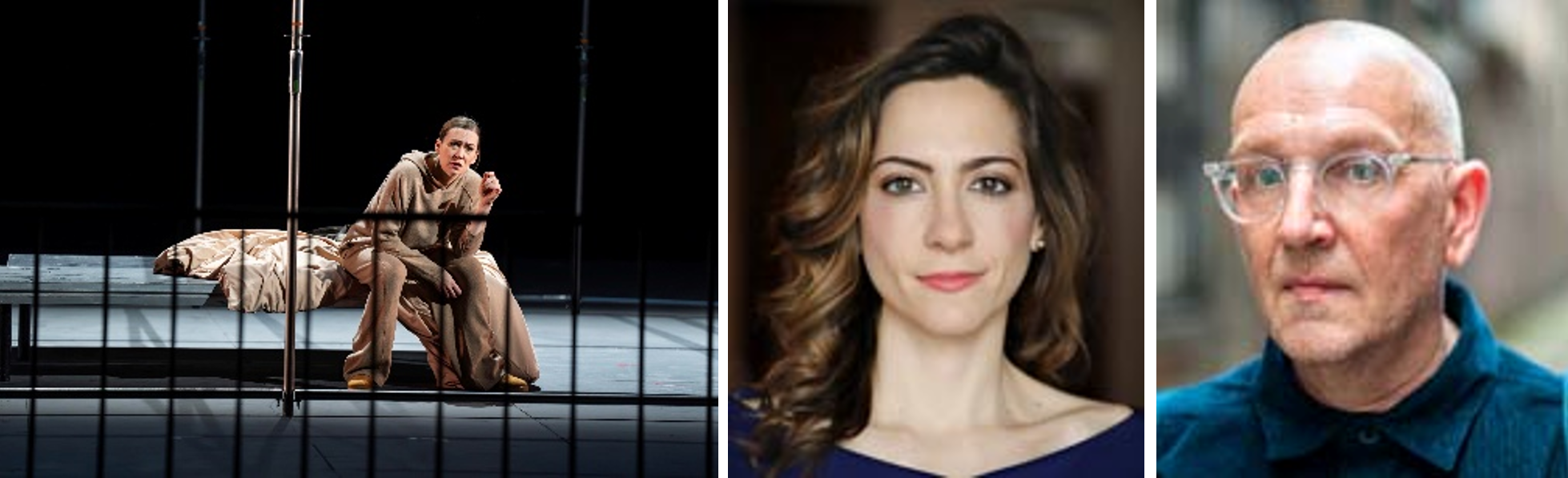 Scene w/Heidi Stober, and photos of Clelia Cafiero and Stewart Laing