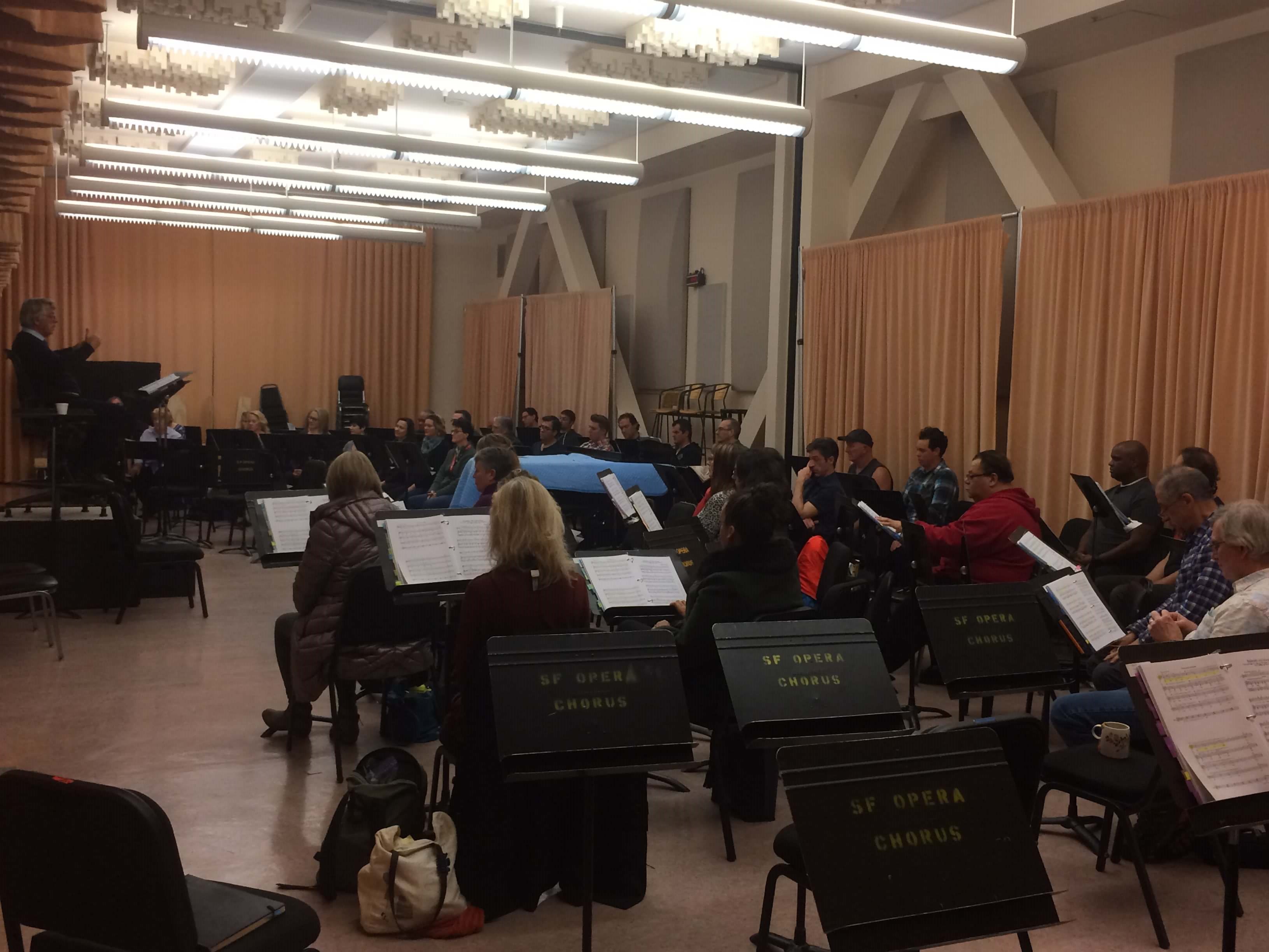 The San Francisco Opera Chorus rehearsing for the Chorus Concert.