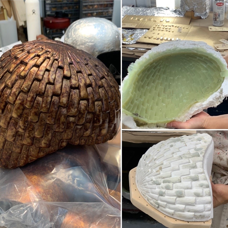 Helmets for the Battle of Actium, vacuum formed out of a mold created by Jersey. 