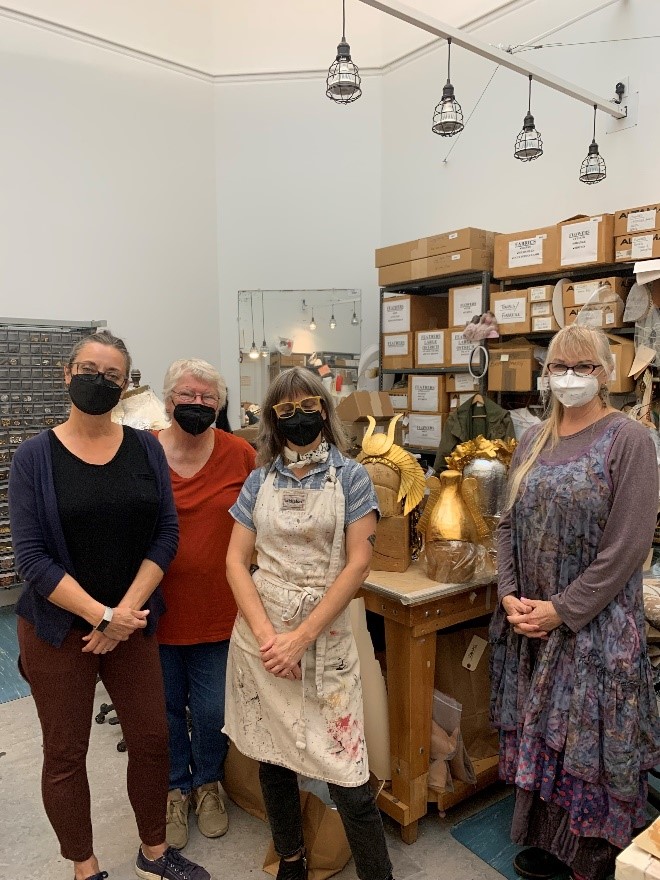 Our Crafts and Millinery Team: Kelly Koehn, Kathy Roberts, Jersey McDermott, and Paula Wheeler. 