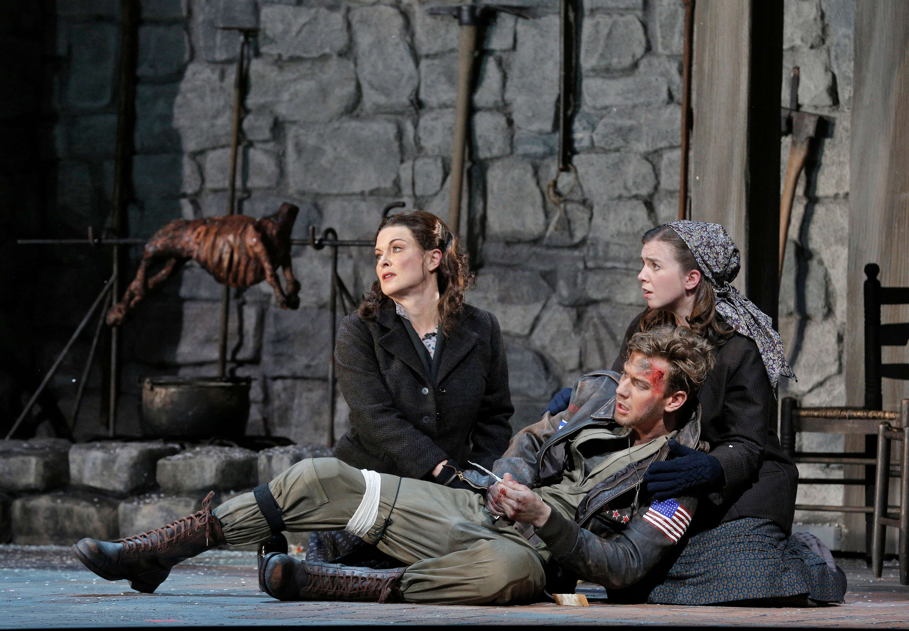 (Anna Caterina Antonacci, Edward Nelson, and Sarah Shafer in Two Women. Photo by Cory Weaver/San Francisco Opera.)