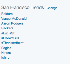 Twitter screenshot San Francisco Trends