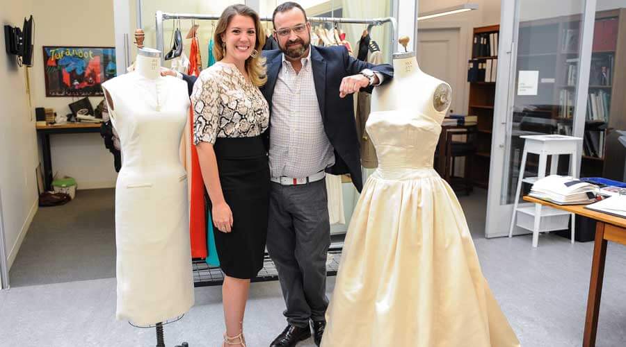 Christopher and Kari with the final dress design.
